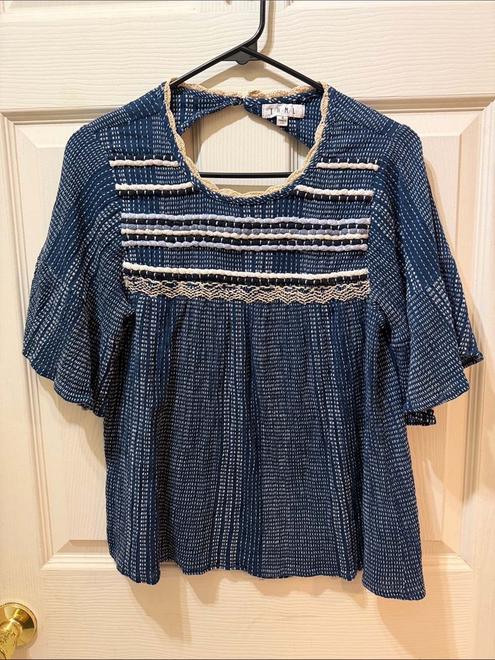 THML Anthropologie Top with Crochet Trim